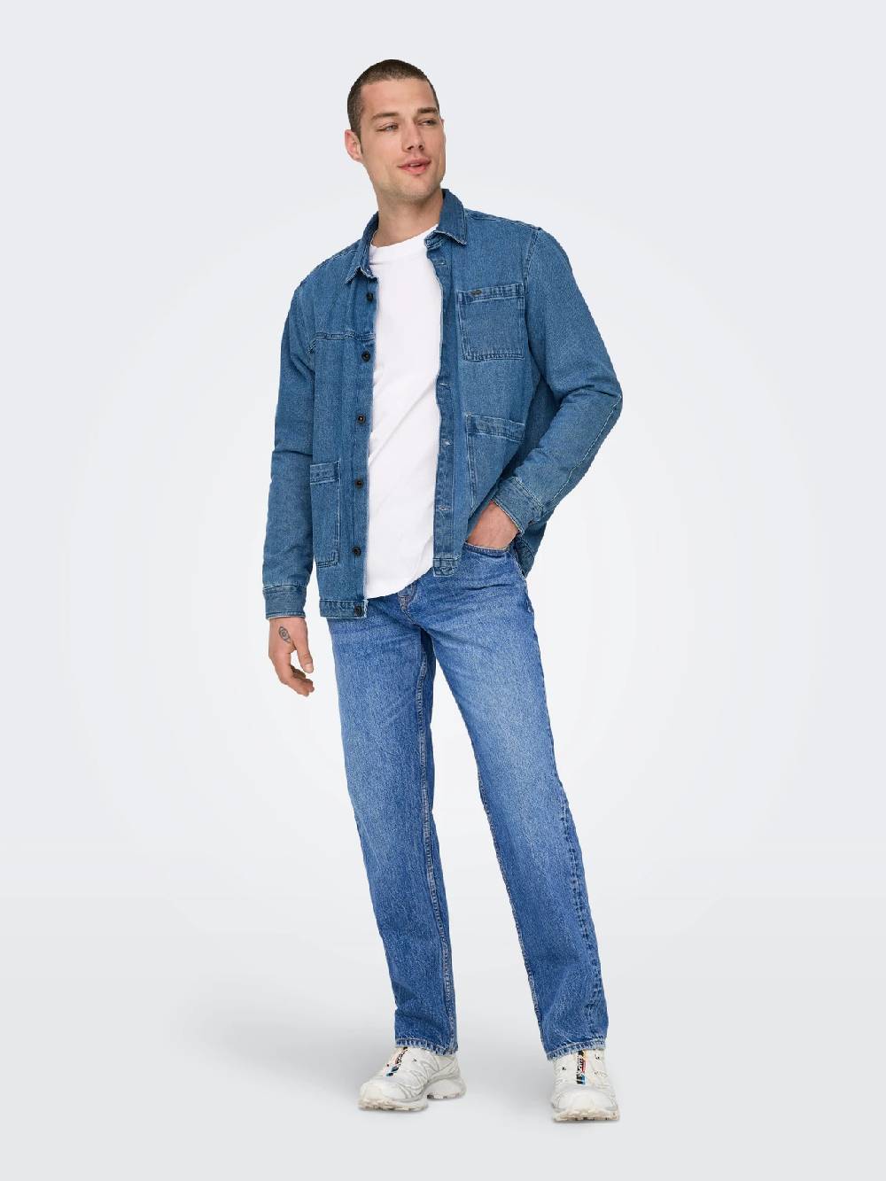Only & Sons ONSEDGE STRAIGHT BROMO 0017 DOT DNM NOOS Dark Medium Blue Denim Letzte 2 Tage