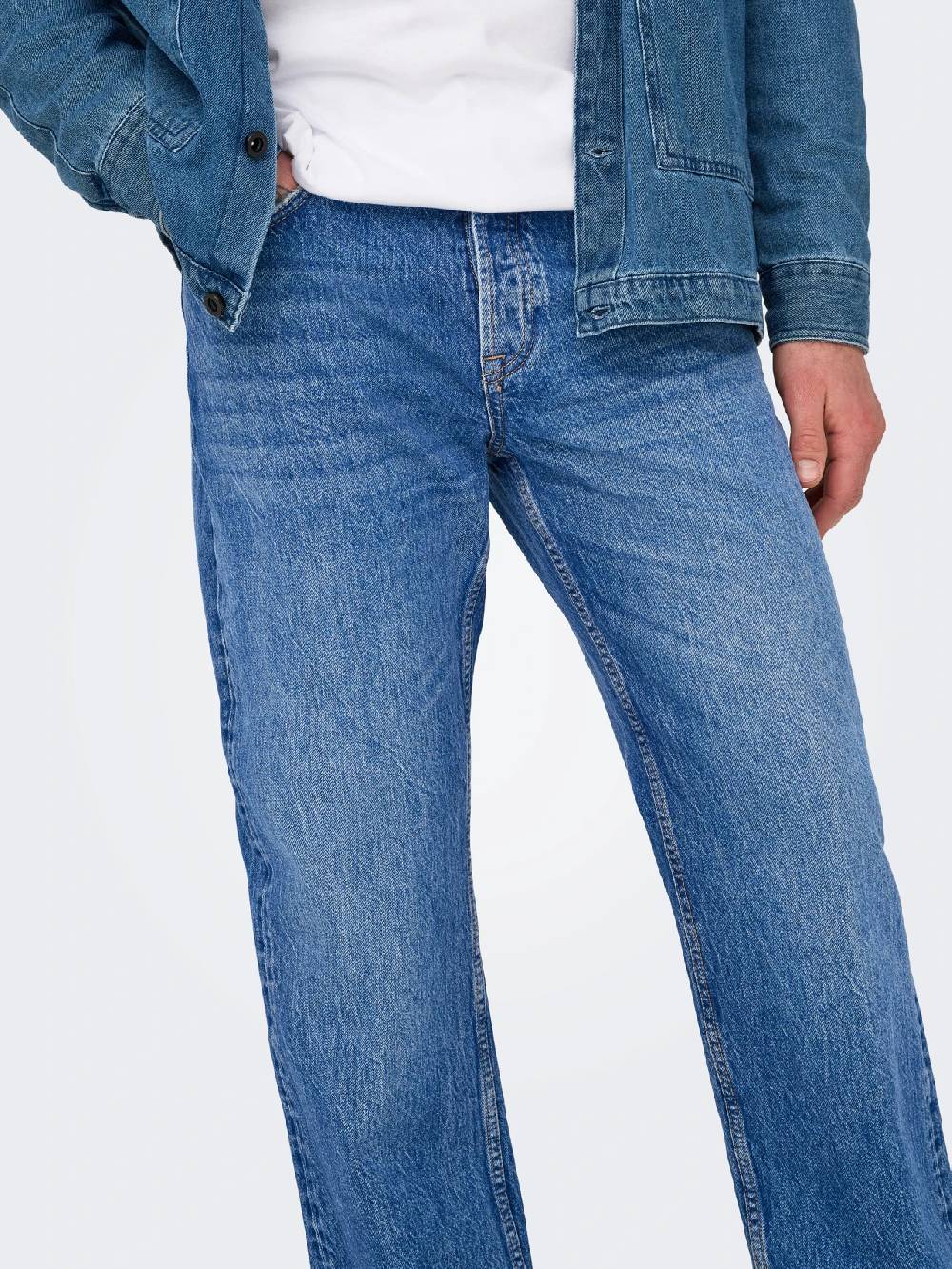 Only & Sons ONSEDGE STRAIGHT BROMO 0017 DOT DNM NOOS Dark Medium Blue Denim Letzte 2 Tage