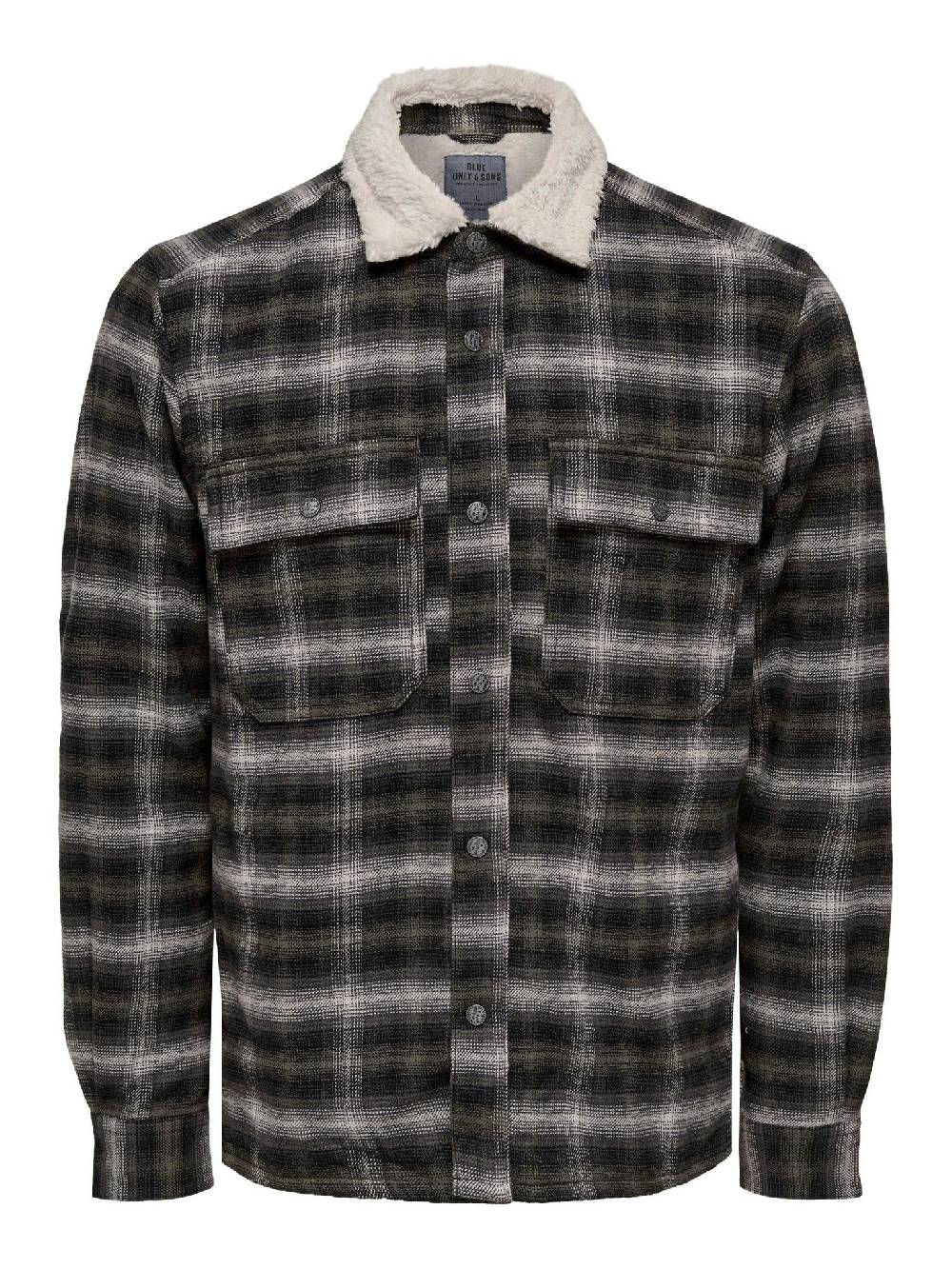 Only & Sons ONSBAZ OVR Teddy Check PKT Sjacket (192819 Canteen) Riesige Ersparnisse