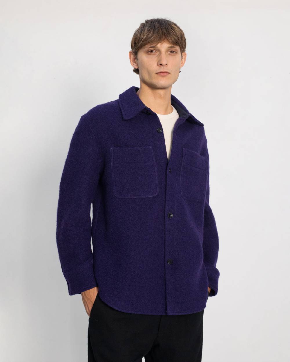 Rotholz Dickes Overshirt Bio Wollmischung - Lila Blitzangebot