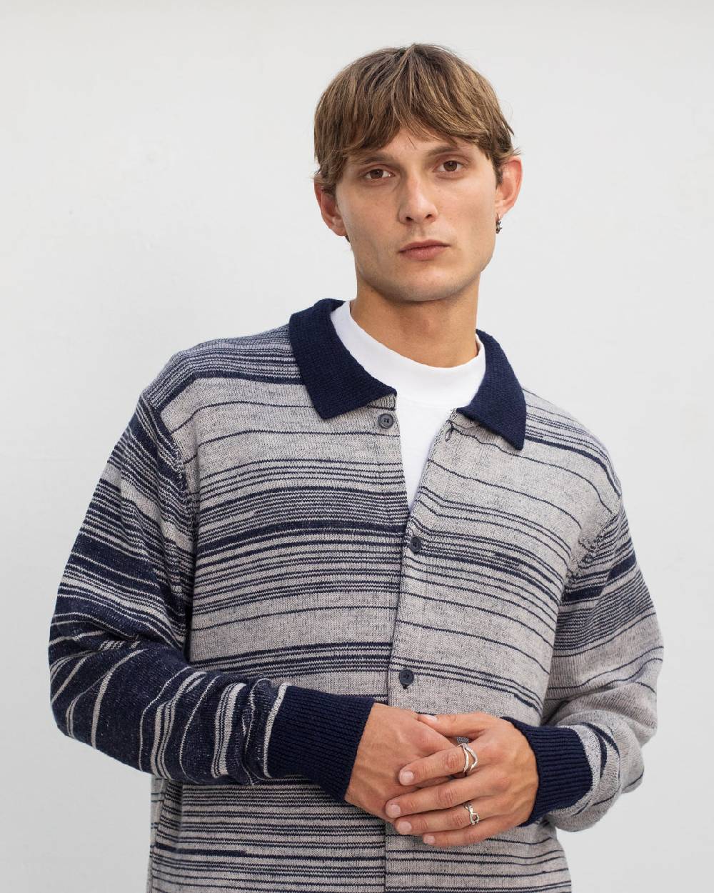 Rotholz Strick Shirt Merinowolle - Blau Gestreift Bestseller