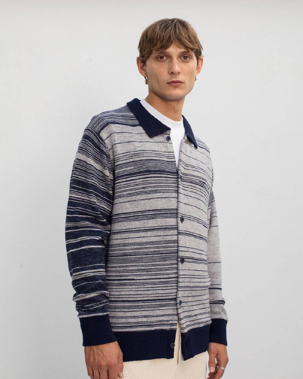 Rotholz Strick Shirt Merinowolle - Blau Gestreift Bestseller