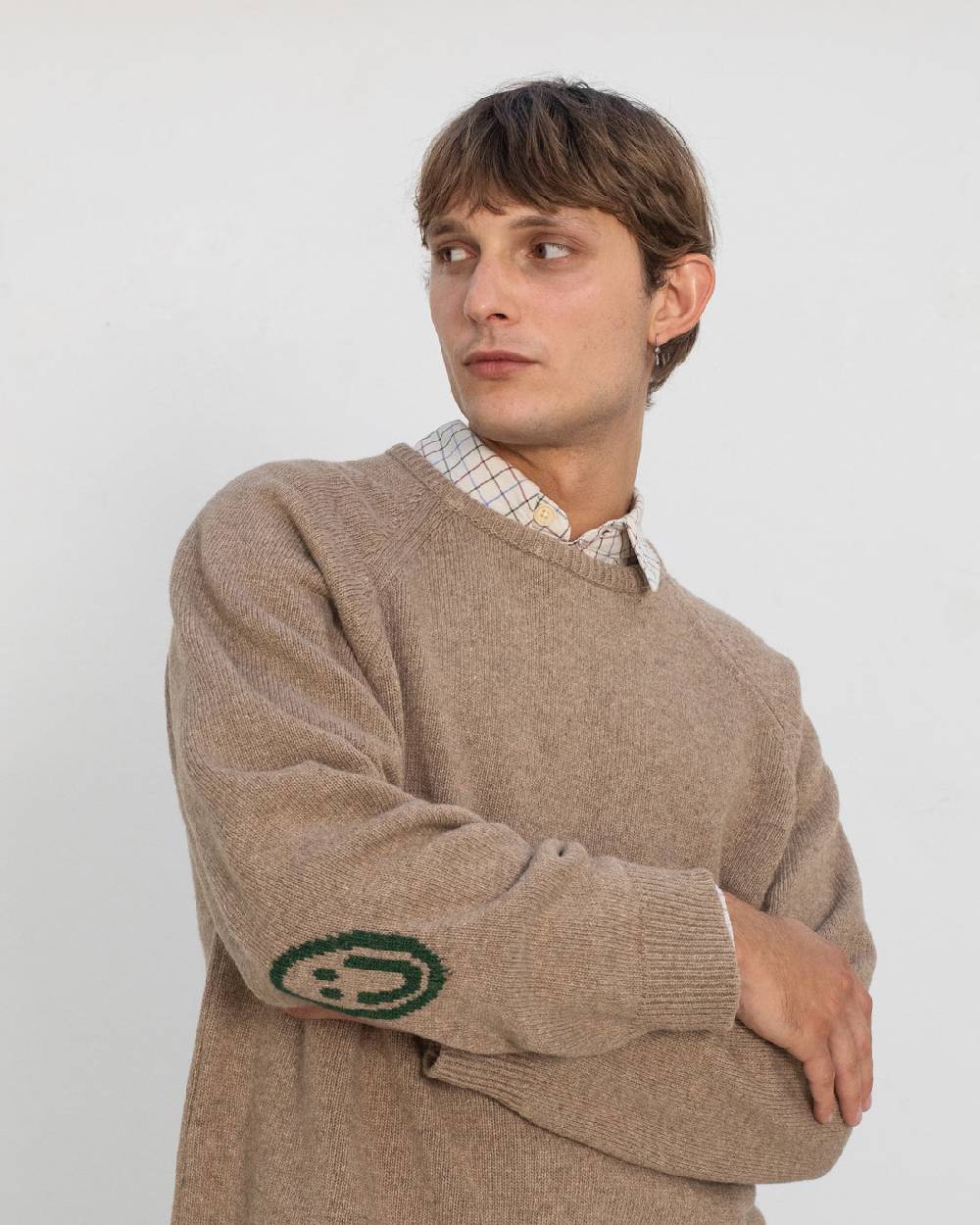Rotholz Smiley Strickpullover Recycelte Wolle - Beige Saisonale Angebote