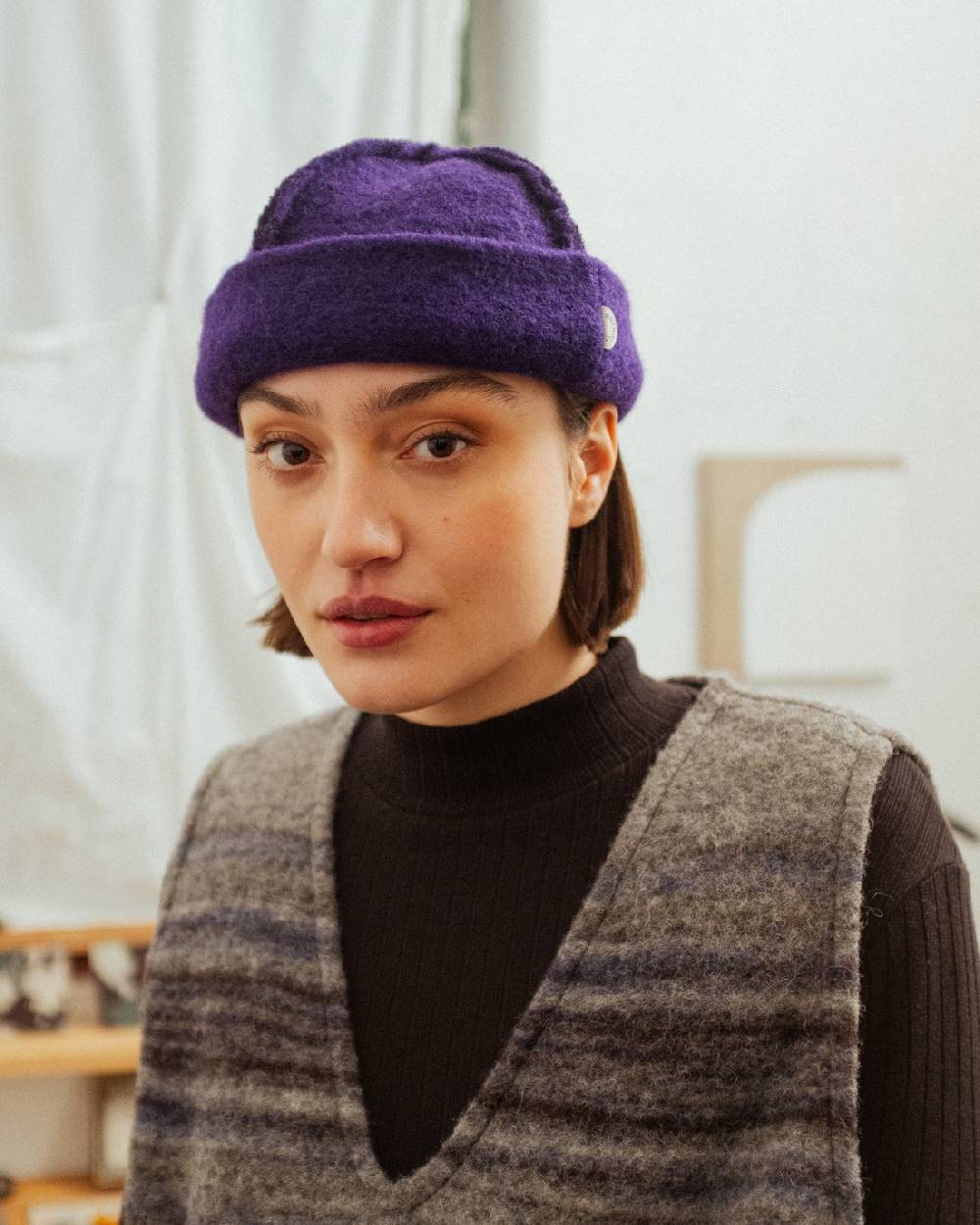 Rotholz Toque Bio Wollmischung - Lila Zeitbegrenzte Promotion