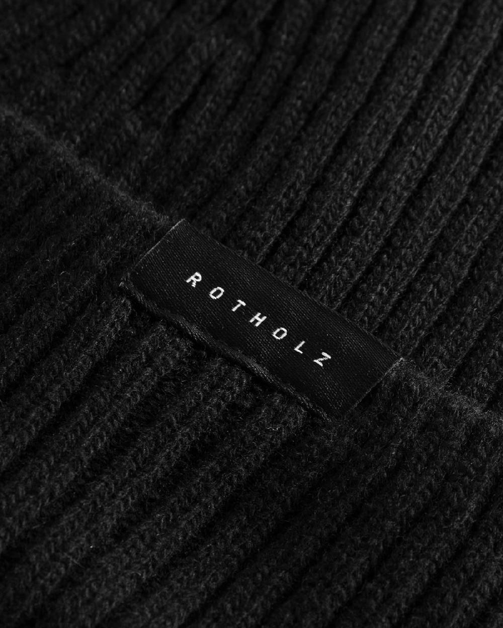 Rotholz Klassische Mütze Wollmix Ripp - Schwarz Bis zu 60% Rabatt