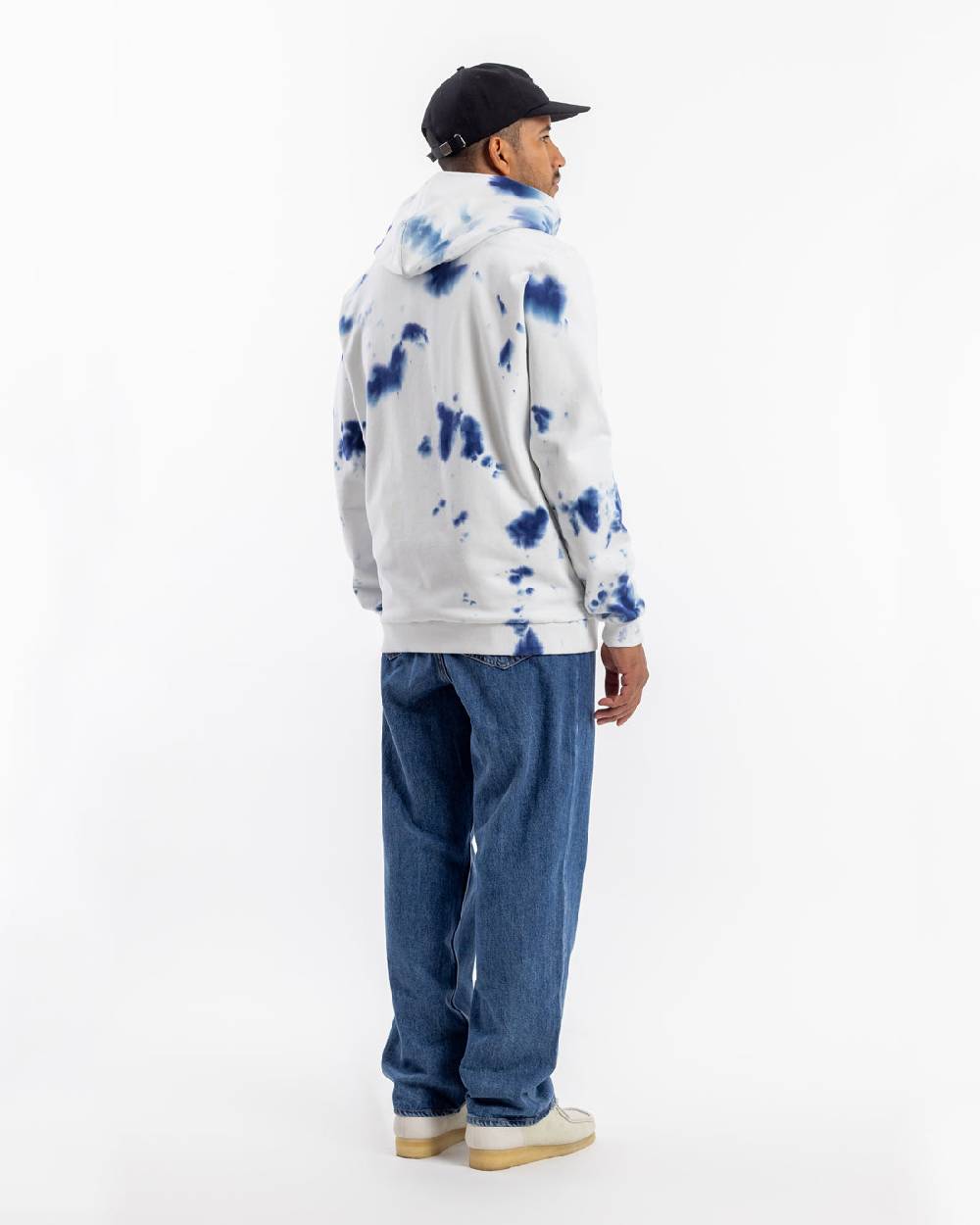Rotholz Batik Hoodie Bio Baumwolle - Blau/Off-White Sonderangebot der Fabrik