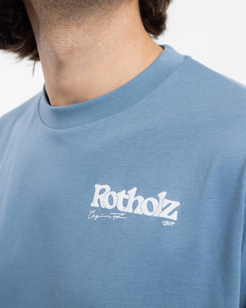 Rotholz Retro Logo T-Shirt Bio Baumwolle - Hellblau Bis zu 55% Rabatt