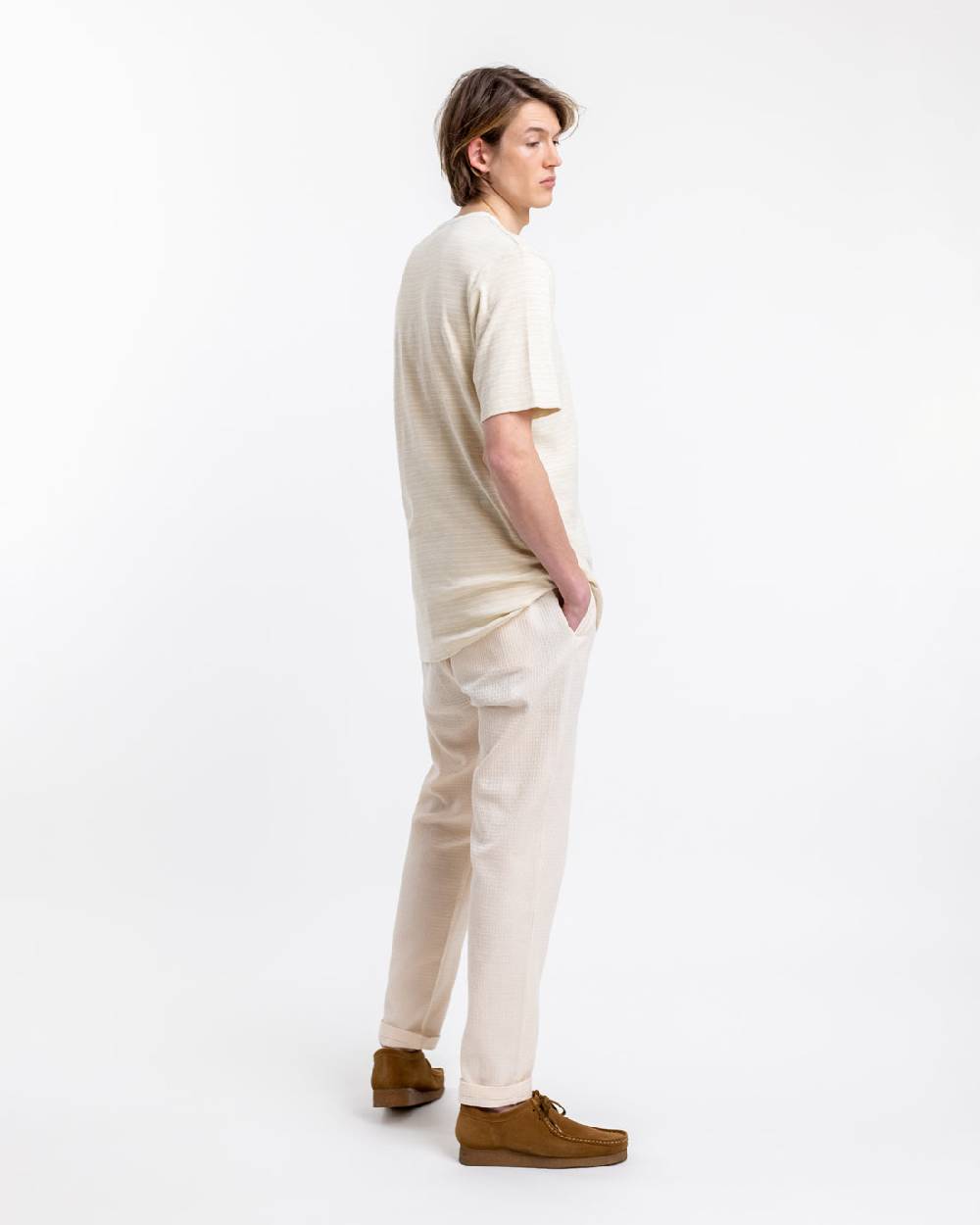 Rotholz Gestreiftes T-Shirt Creme Nur noch ein Tag übrig