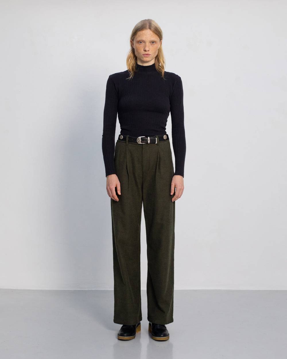 Rotholz High Waist Flanell Hose Bio Baumwolle - Moosgrün 50% Rabatt mit kostenlosem Versand