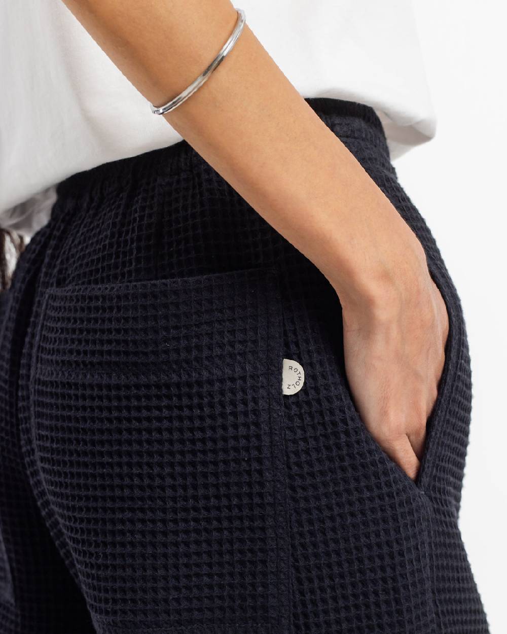 Rotholz Weite Hose Waffle Cotton - Schwarz Rabatte dieses Monats