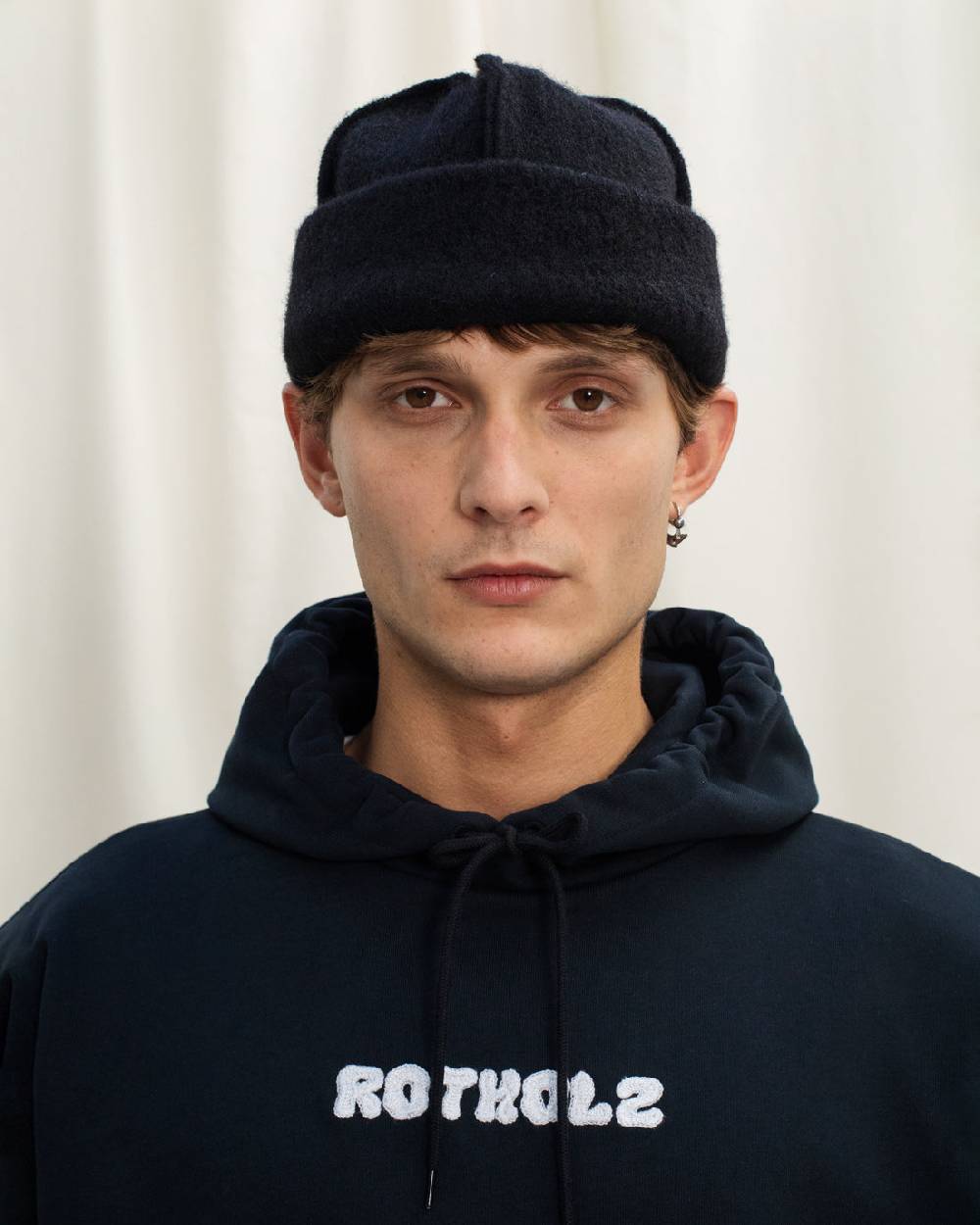 Rotholz Logo Hoodie Bio Baumwolle - Schwarz Verkauf