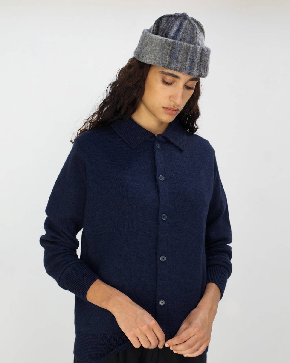 Rotholz Strick Shirt Merinowolle - Blau Fabrikpreis