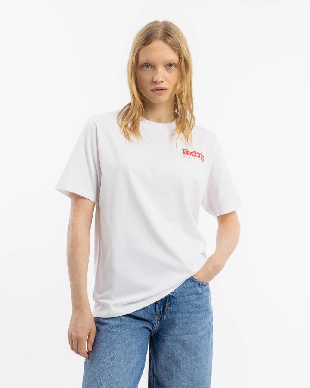 Rotholz Retro Logo T-Shirt Bio Baumwolle - Weiß Günstig kaufen