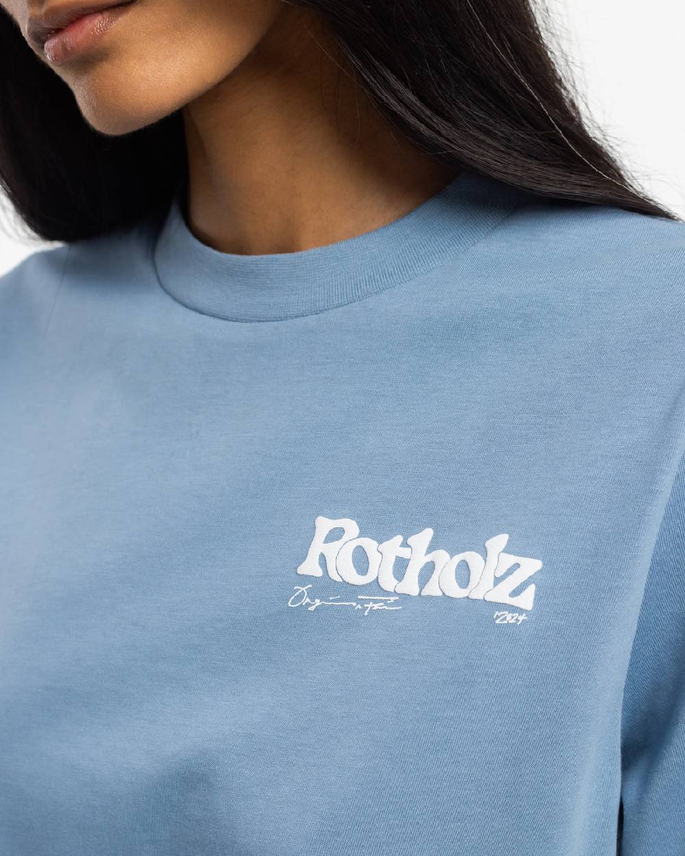 Rotholz Retro Logo T-Shirt Bio Baumwolle - Hellblau Großer Ausverkauf