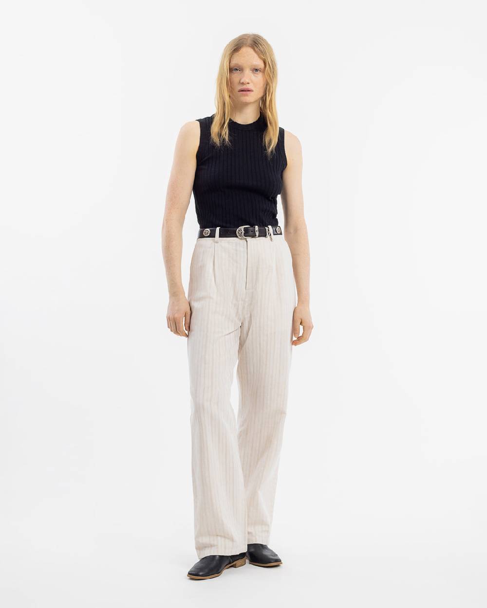 Rotholz High Waist Hose Leinen Mix - Creme Flash Sale