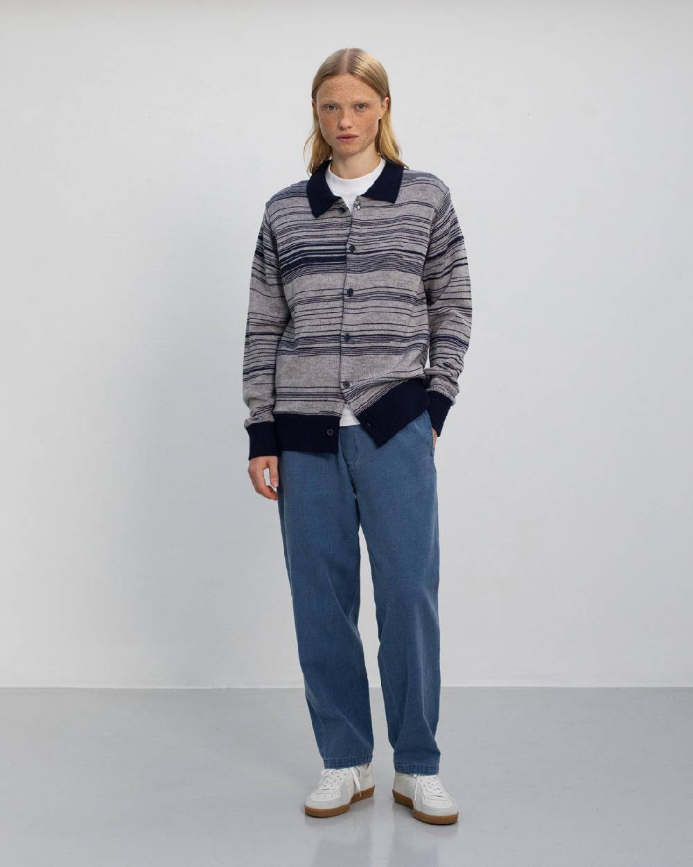 Rotholz Strick Shirt Merinowolle - Blau Gestreift Online Shopping
