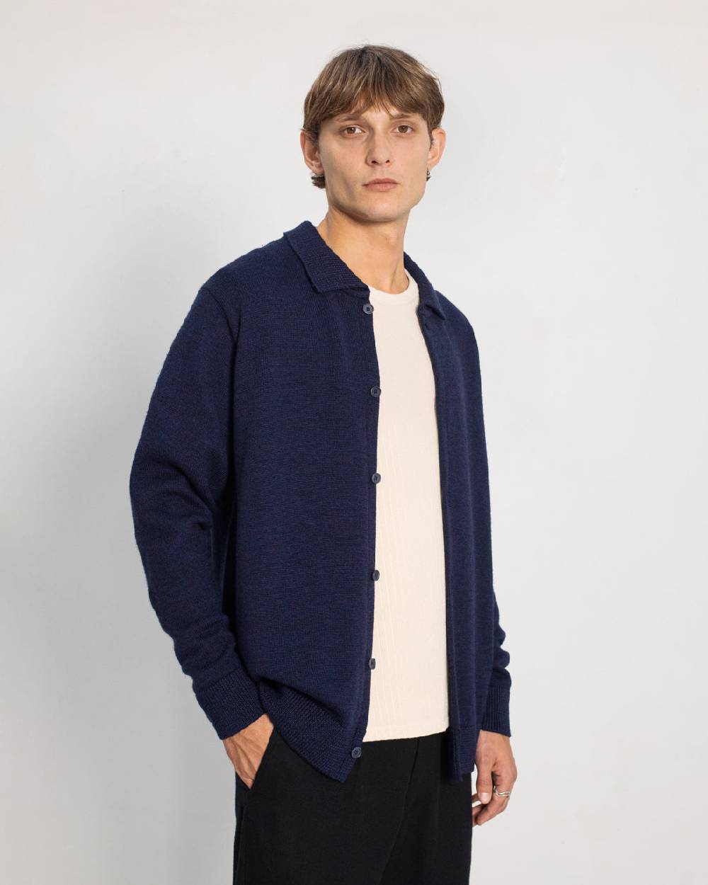Rotholz Strick Shirt Merinowolle - Blau Osterangebot