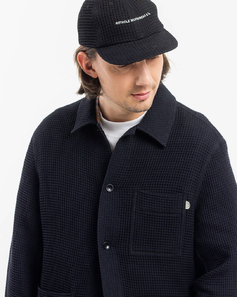 Rotholz Workwear Jacke Waffle Cotton - Schwarz Top Angebot