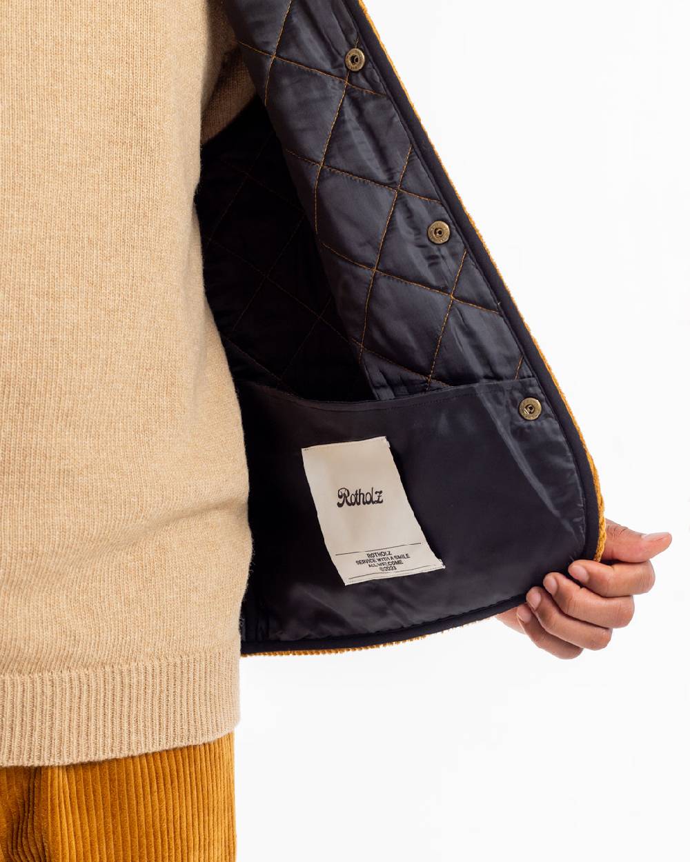 Rotholz Gesteppte Cord Weste - Toffee Online Outlet