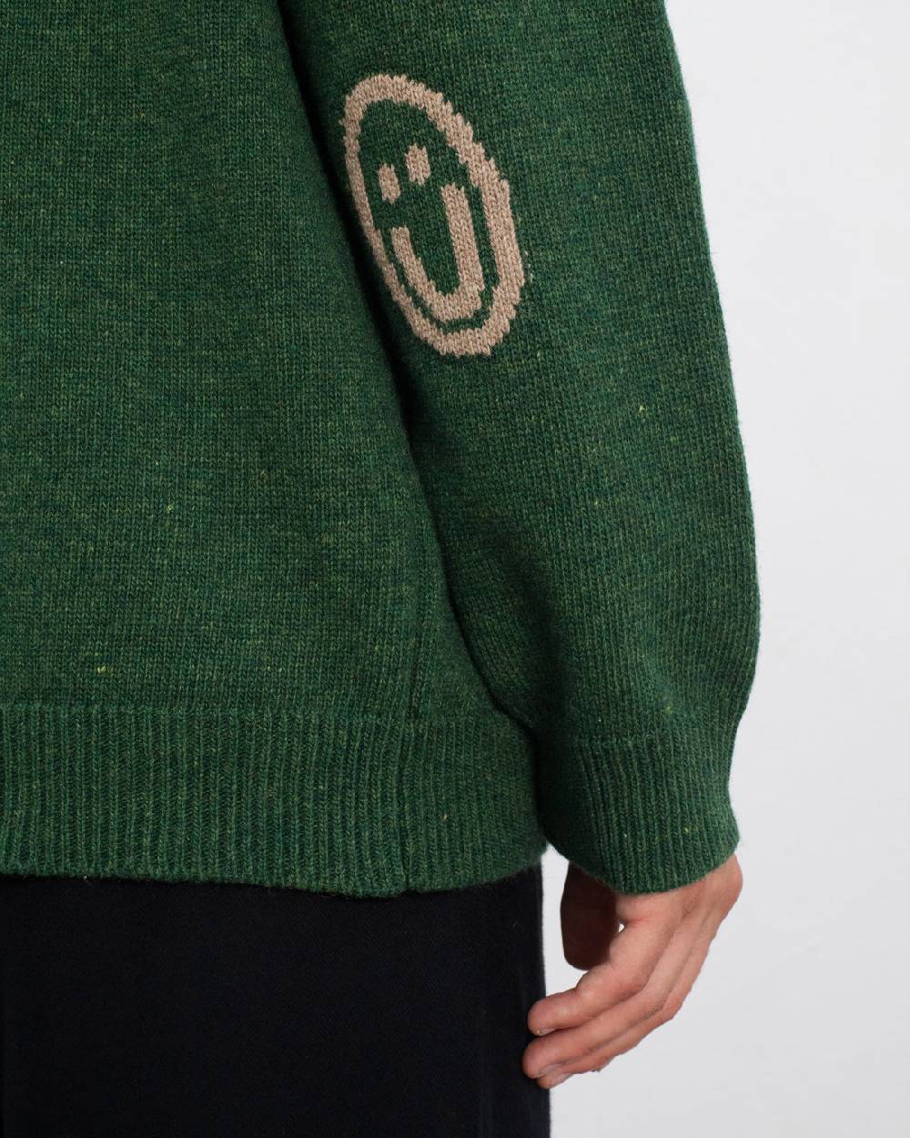Rotholz Smiley Strickpullover Recycelte Wolle - Grün Blitzangebot