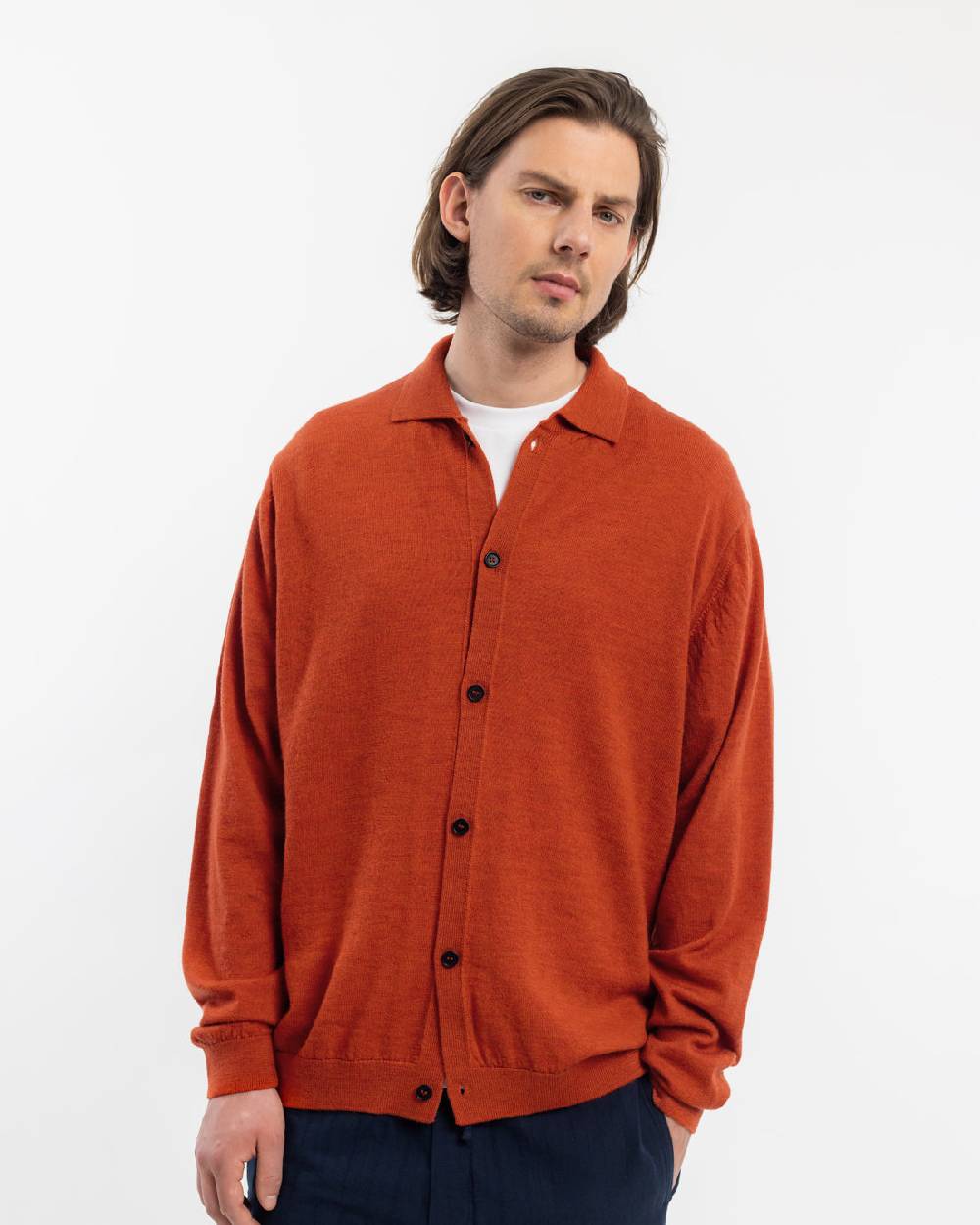Rotholz Strick Shirt Merinowolle - Rot Saisonale Angebote