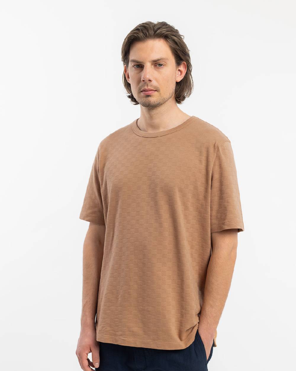 Rotholz Strukturiertes T-Shirt Bio Baumwolle - Karamell Neueste Stile