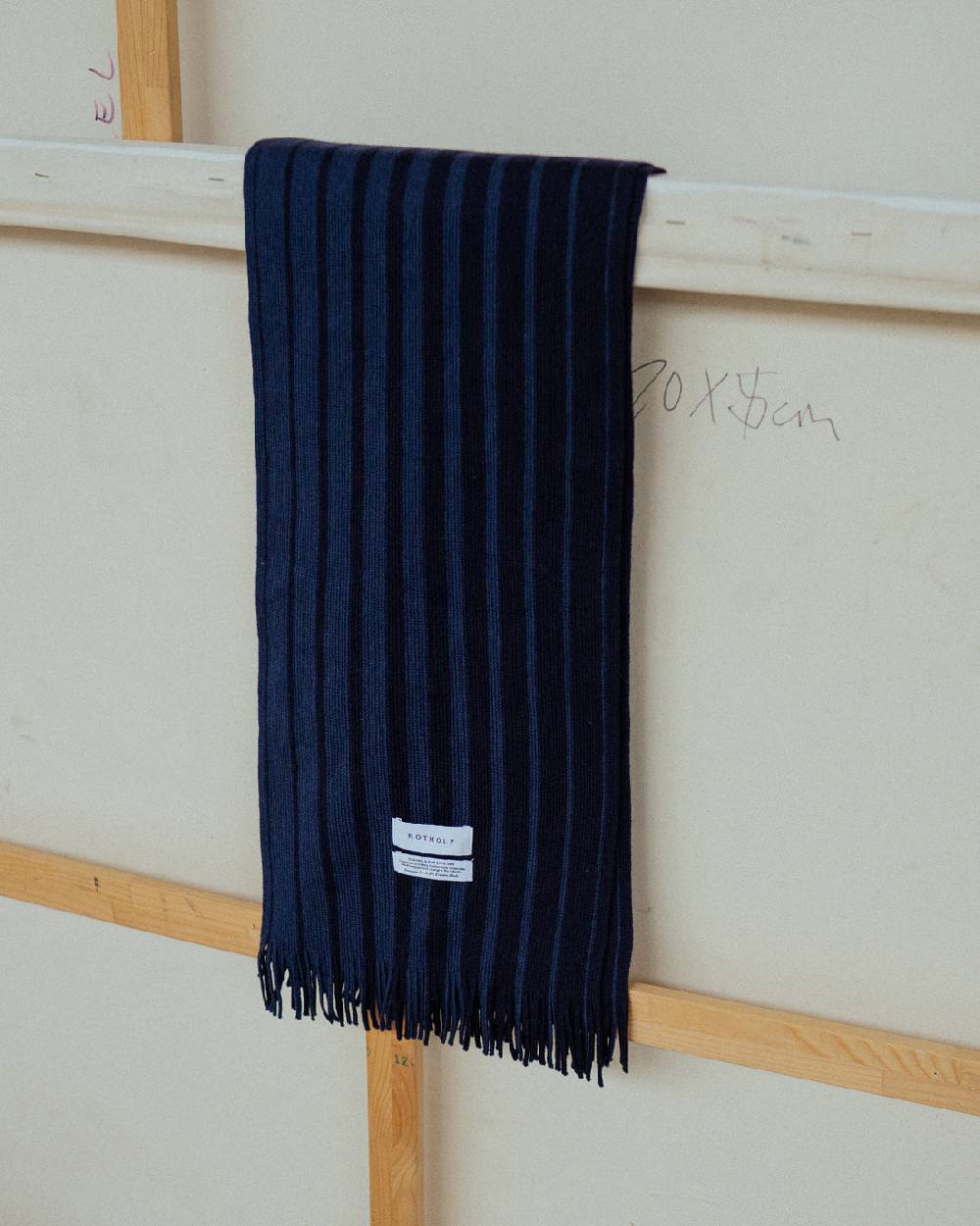 Rotholz Gestrickter Schal Merinowolle - Blau Gestreift Bis zu 60% Rabatt