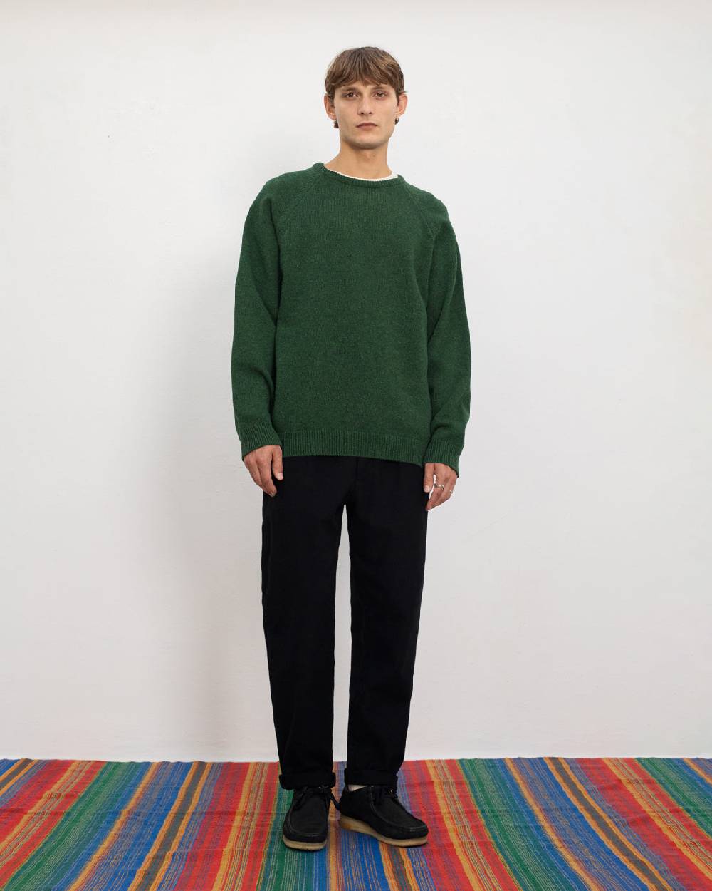 Rotholz Smiley Strickpullover Recycelte Wolle - Grün Nur noch ein Tag übrig