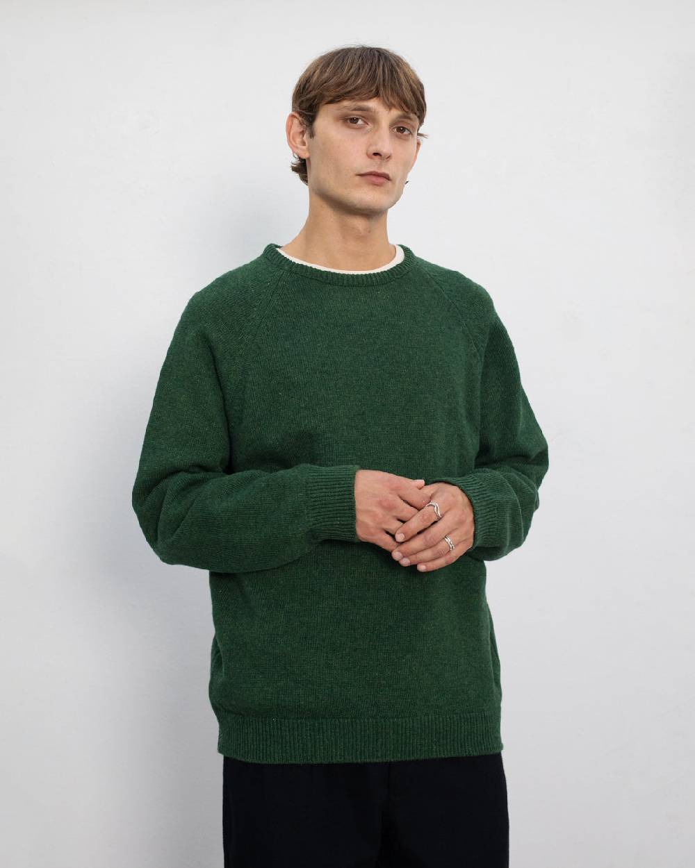 Rotholz Smiley Strickpullover Recycelte Wolle - Grün Nur noch ein Tag übrig