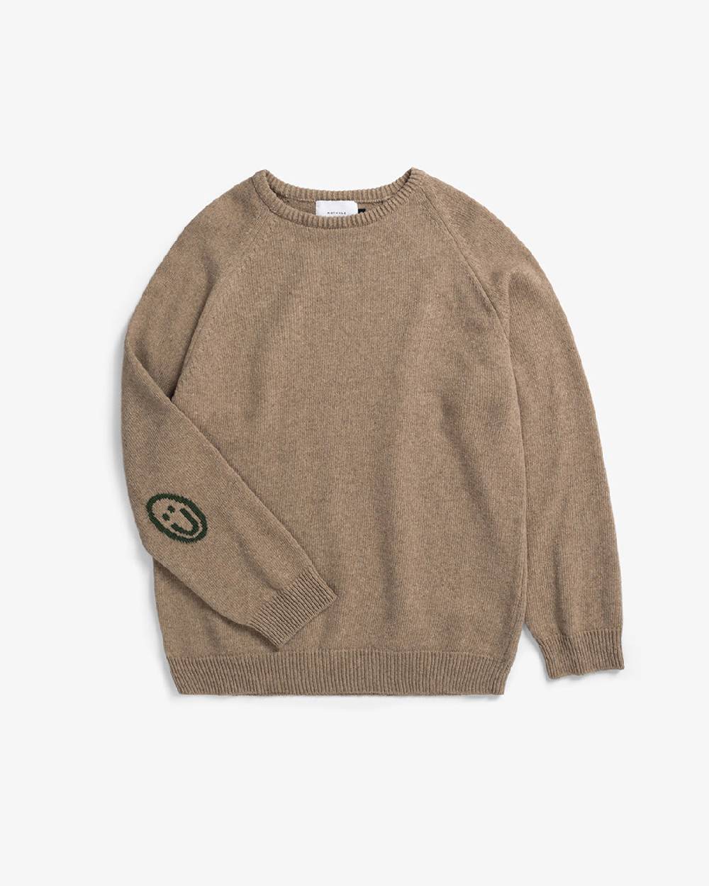Rotholz Smiley Strickpullover Recycelte Wolle - Beige Clearance-Verkauf