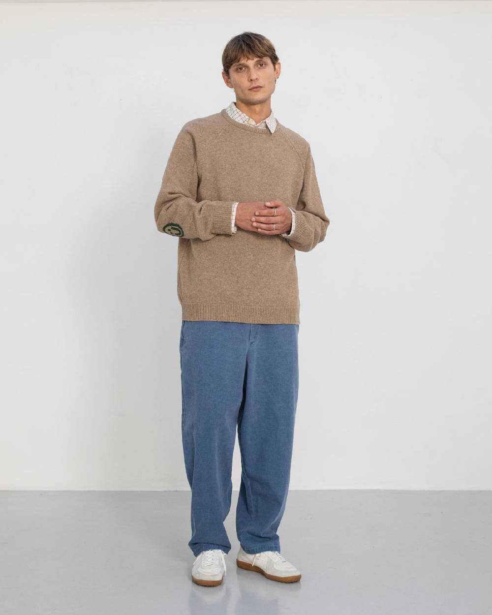 Rotholz Smiley Strickpullover Recycelte Wolle - Beige Clearance-Verkauf