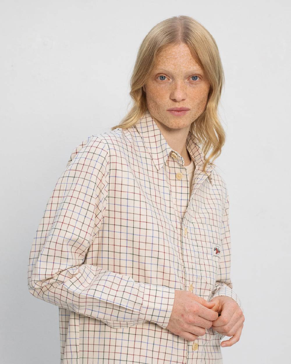 Rotholz Kariertes Hemd Bio Baumwolle - Off-White Auslauf