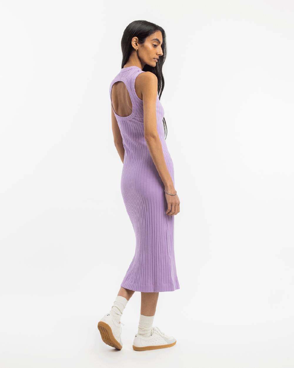 Rotholz Geripptes Kleid Bio Baumwolle - Lavendel Günstiger Verkauf