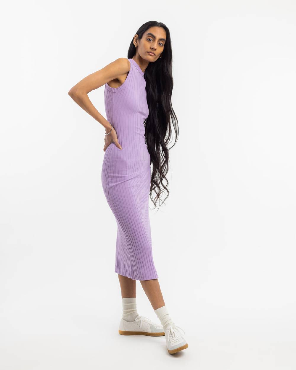 Rotholz Geripptes Kleid Bio Baumwolle - Lavendel Günstiger Verkauf