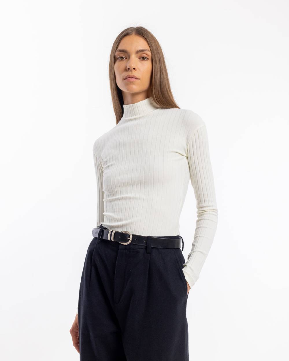 Rotholz Geripptes Longsleeve Bio Baumwolle - Off-White Blitzverkäufe
