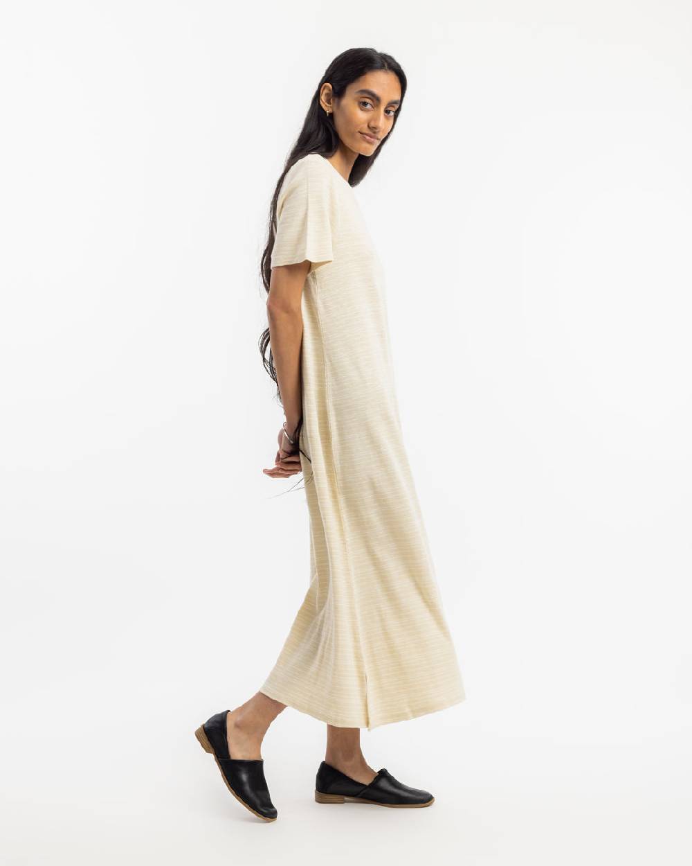 Rotholz Gestreiftes T-Shirt Kleid - Creme Limitierter Zeitrabatt