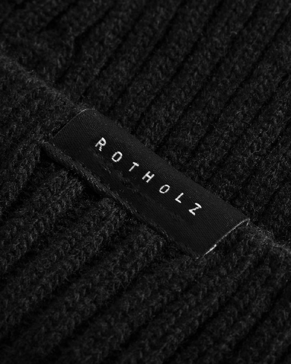 Rotholz Kurze Mütze Wollmix Ripp - Schwarz Rabatt