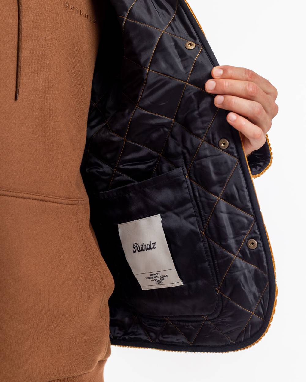 Rotholz Gesteppte Cord Jacke - Toffee Flash Sale