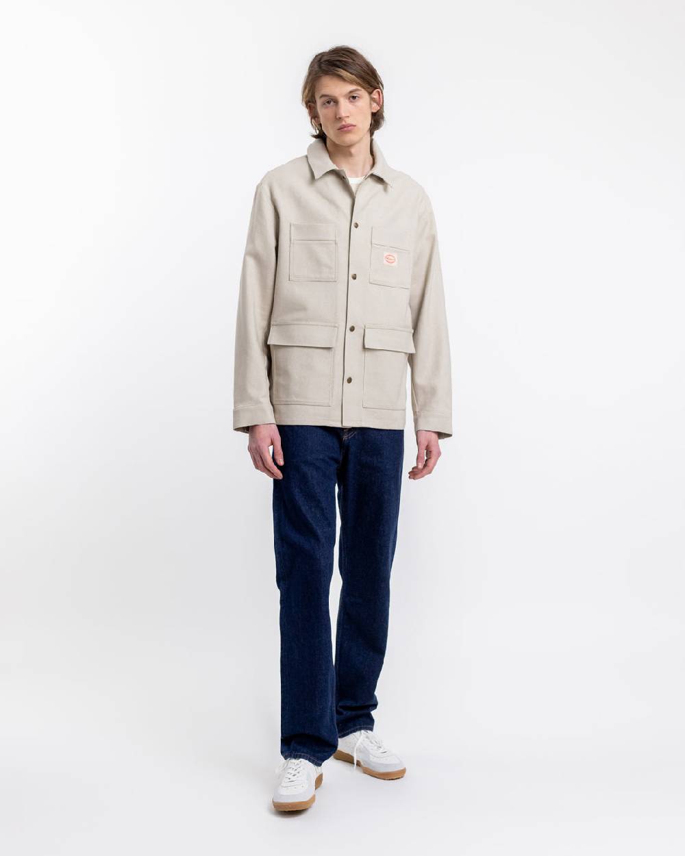Rotholz Leichte Jacke aus Bio Canvas Beige Kariert Preisnachlass