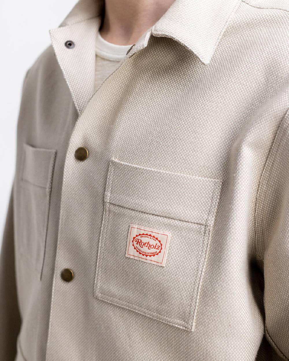 Rotholz Leichte Jacke aus Bio Canvas Beige Kariert Preisnachlass