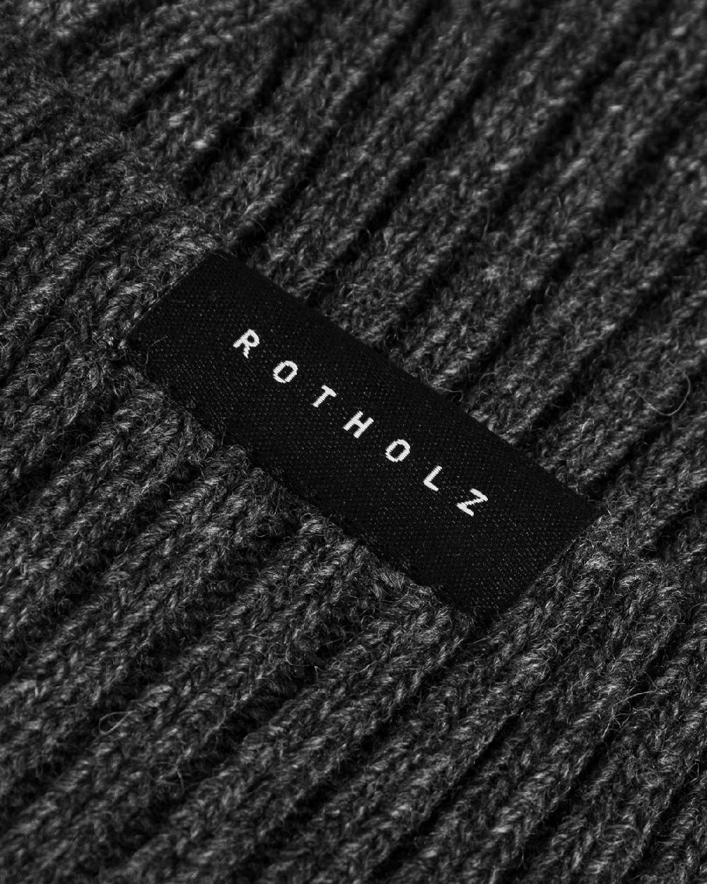 Rotholz Kurze Mütze Wollmix Ripp - Anthrazit Neueste Mode