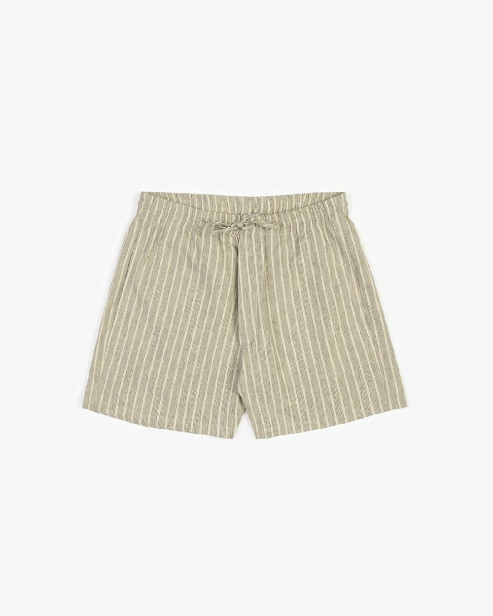 Rotholz Kurze Hose Leinen Mix - Grau Gestreift Bestseller