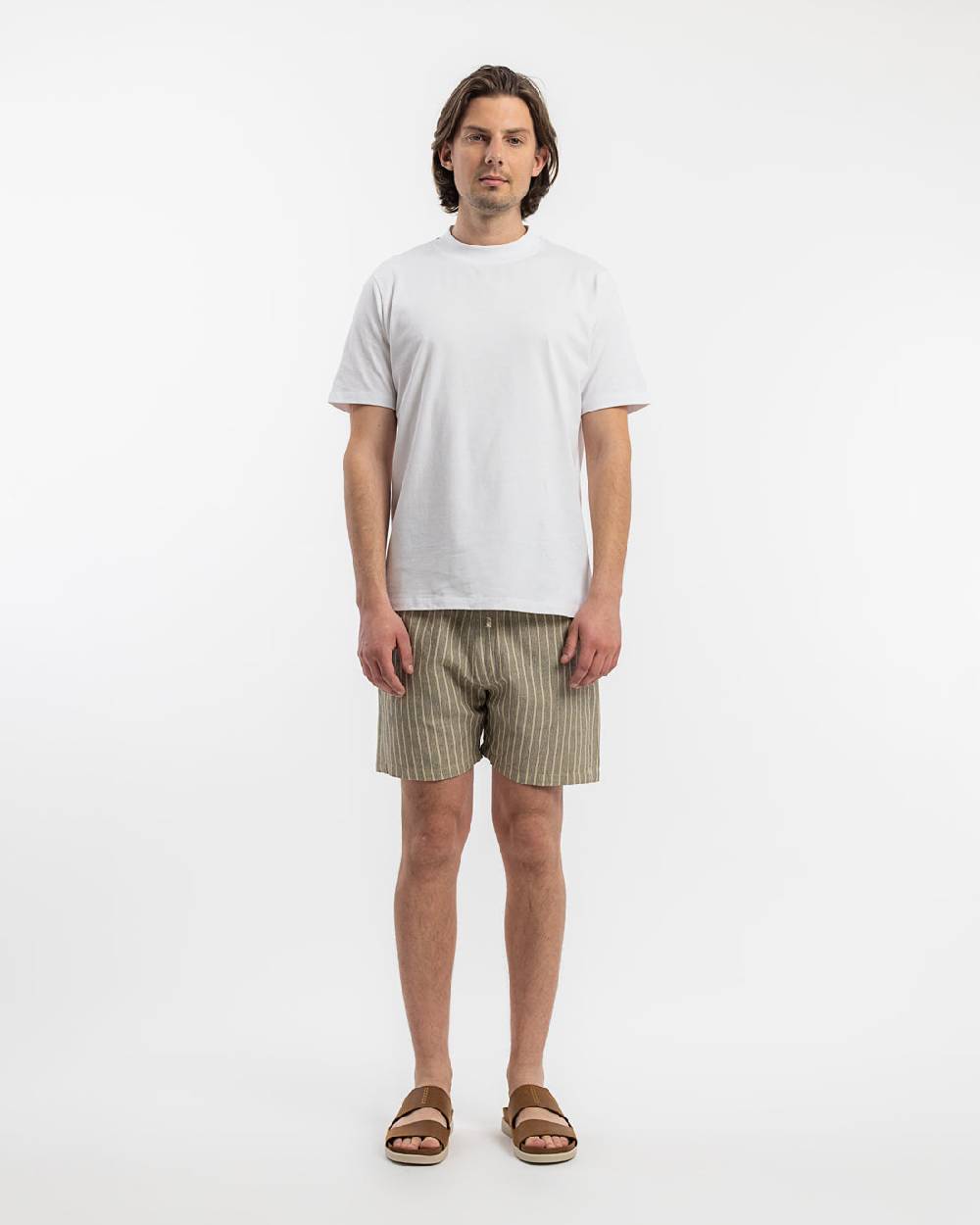 Rotholz Kurze Hose Leinen Mix - Grau Gestreift Bestseller