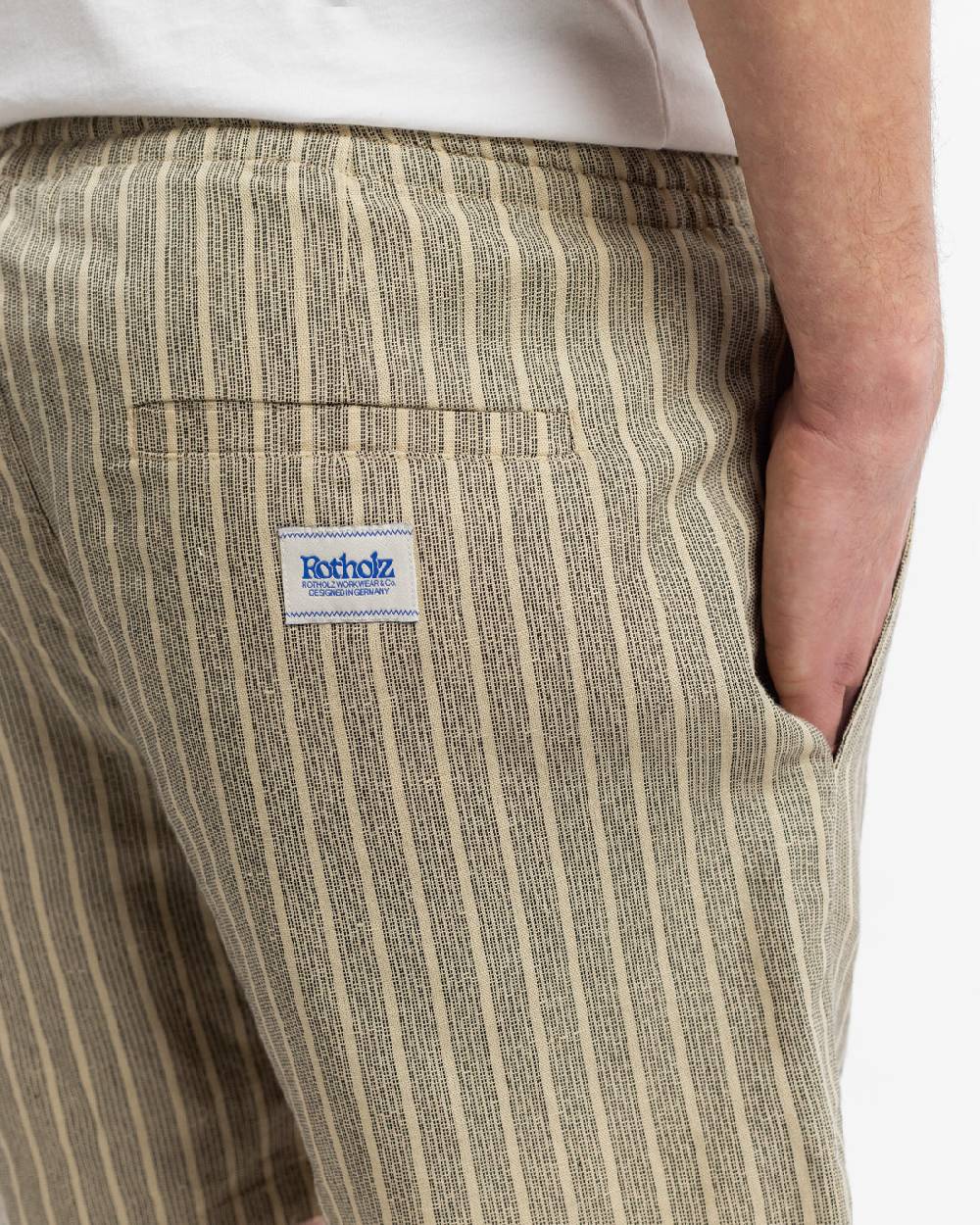Rotholz Kurze Hose Leinen Mix - Grau Gestreift Bestseller