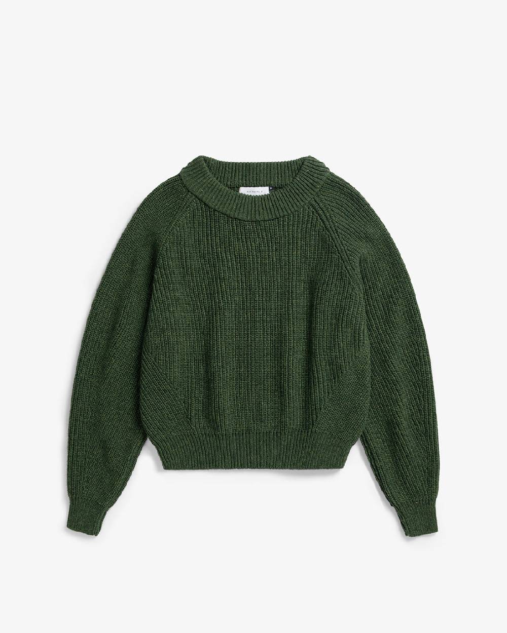 Rotholz Grober Strickpullover Recycelte Wolle - Grün Sonderangebote