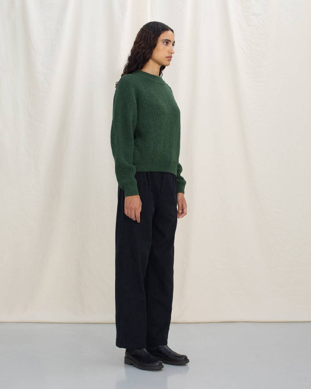Rotholz Grober Strickpullover Recycelte Wolle - Grün Sonderangebote