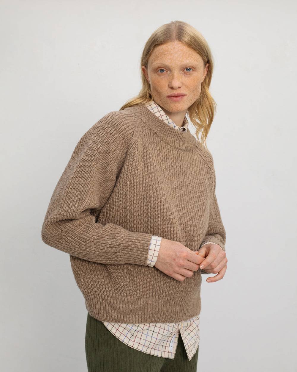 Rotholz Grober Strickpullover Recycelte Wolle - Beige Super Sparpreis