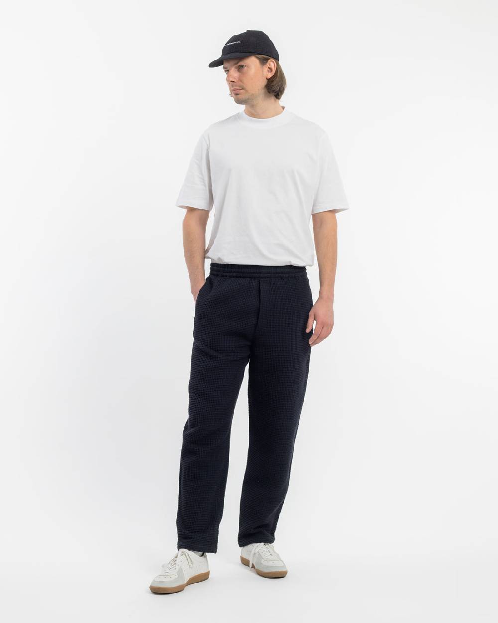 Rotholz Weite Hose Waffle Cotton - Schwarz Kostenlose Rückgabe