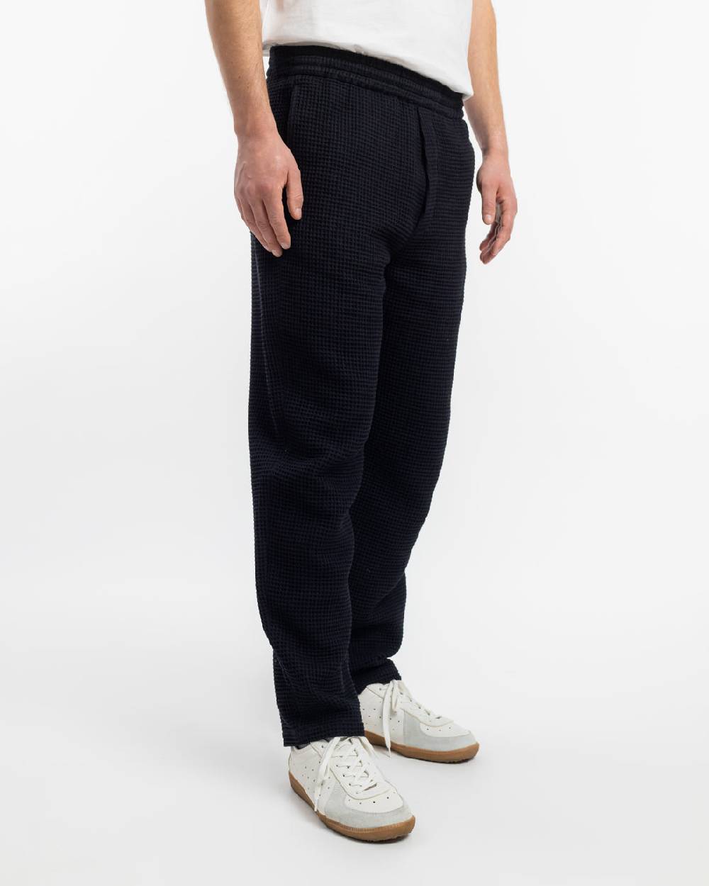 Rotholz Weite Hose Waffle Cotton - Schwarz Kostenlose Rückgabe