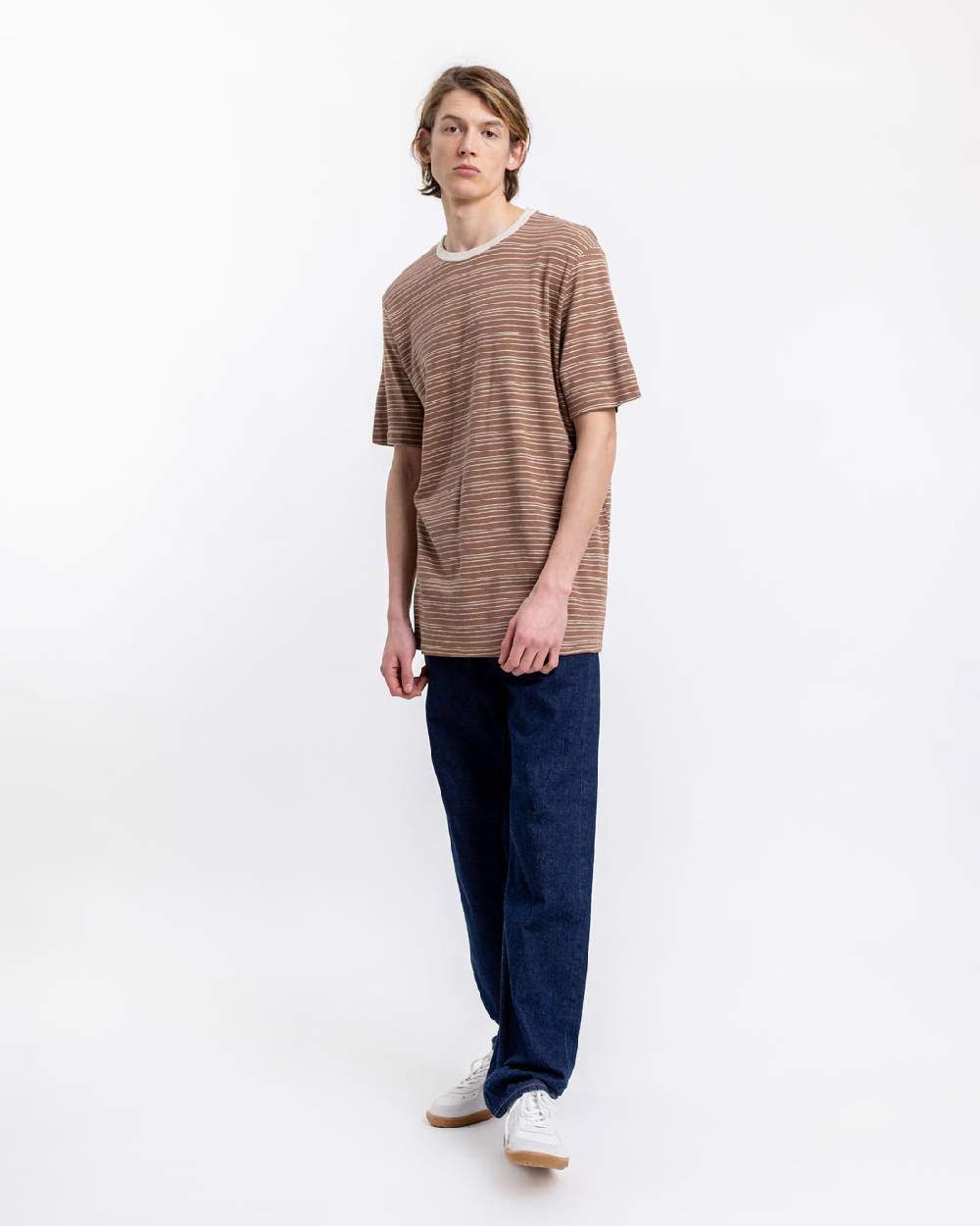 Rotholz Gestreiftes T-Shirt Braun Letzte 2 Tage